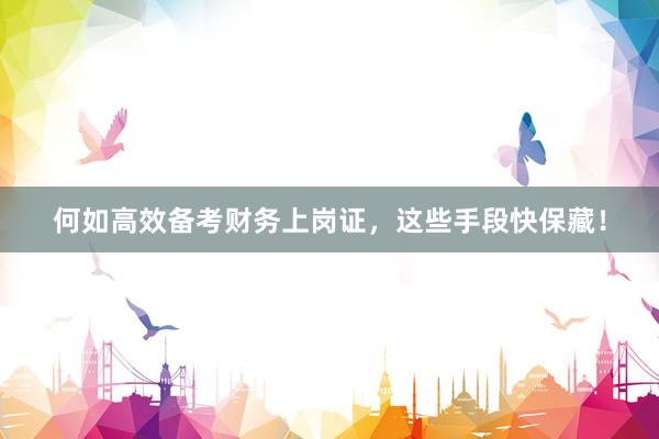何如高效备考财务上岗证，这些手段快保藏！